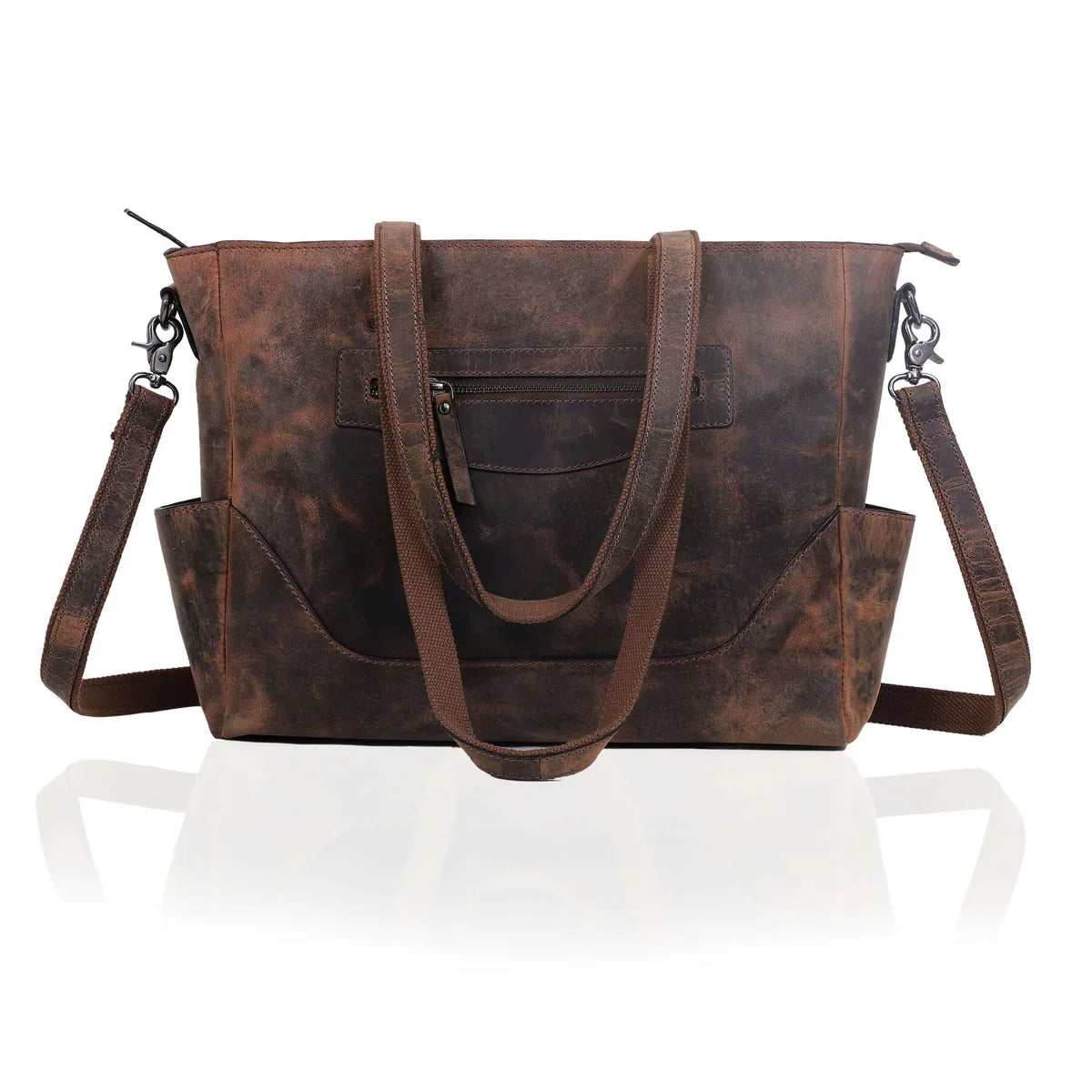 Portland Buffalo Leather Almost Perfect Tote Bag - Vintage Brown