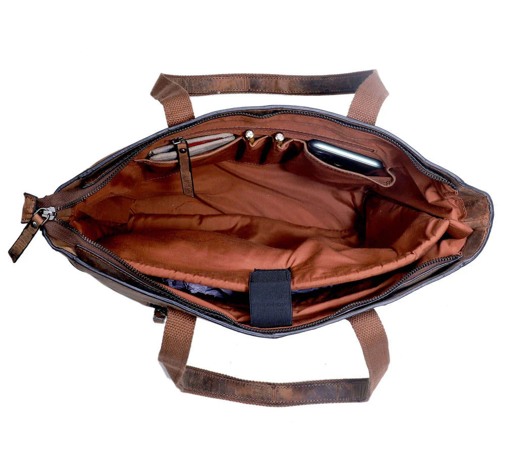 Portland Buffalo Leather Almost Perfect Tote Bag - Vintage Brown
