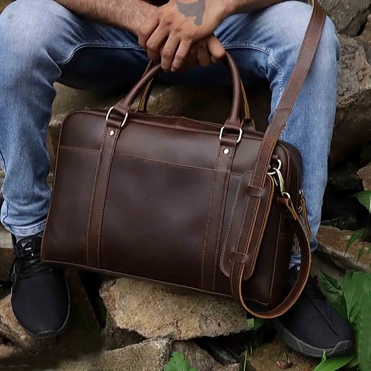 Jordan Buffalo Leather Briefcase